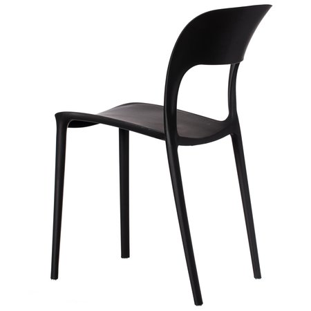 Fabulaxe Modern Plastic Outdoor Dining Chair with Open Curved Back, Black, PK 4 QI004227.BK.4